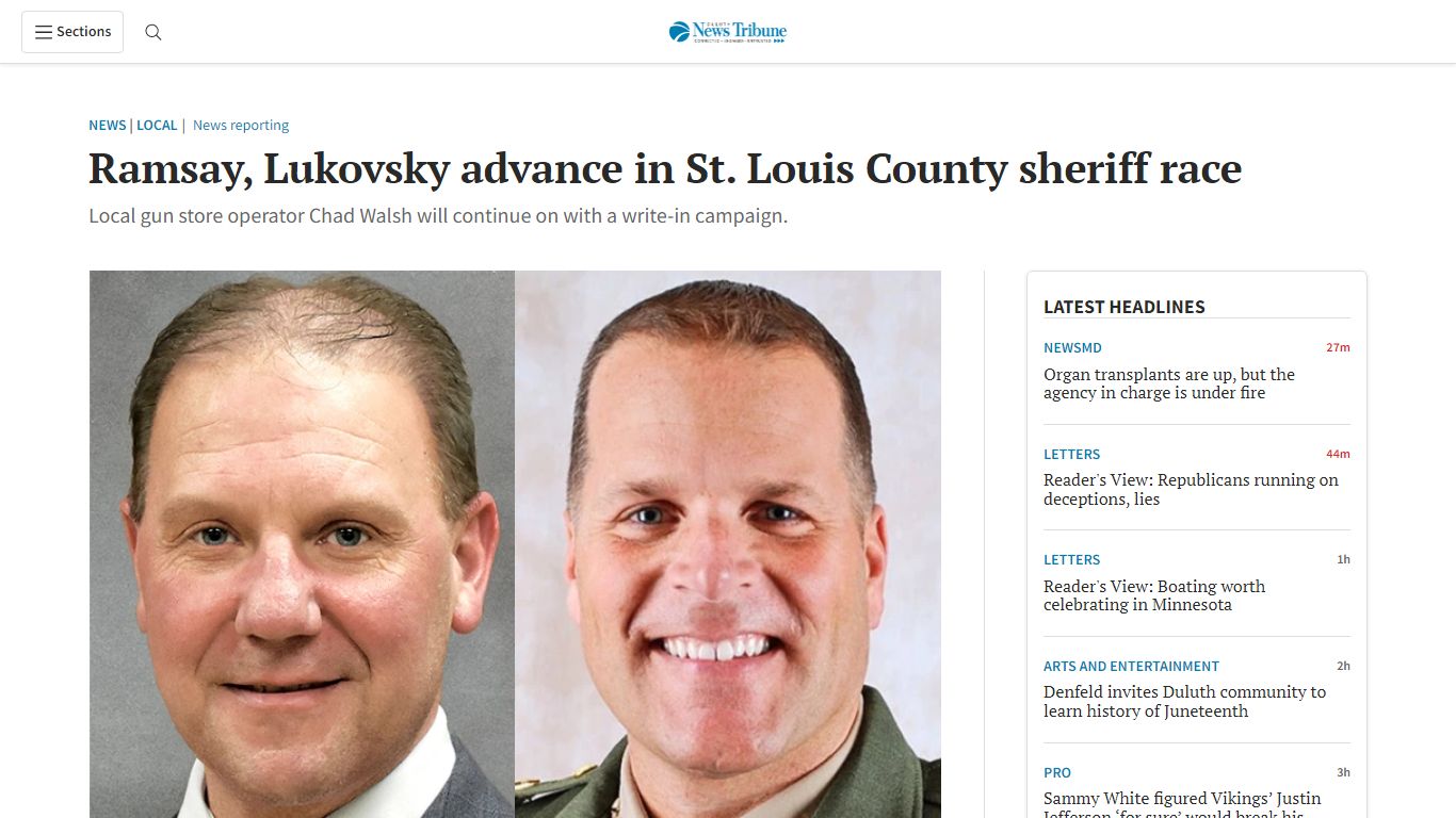 Ramsay, Lukovsky advance in St. Louis County sheriff race